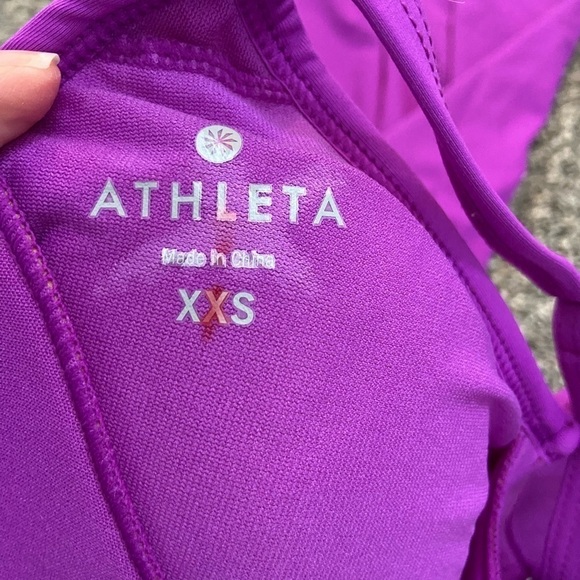 ATHLETA • Women’s Shorebreak Built In Bra Razor Back Swim Dress Purple Size XXS - Picture 6 of 7